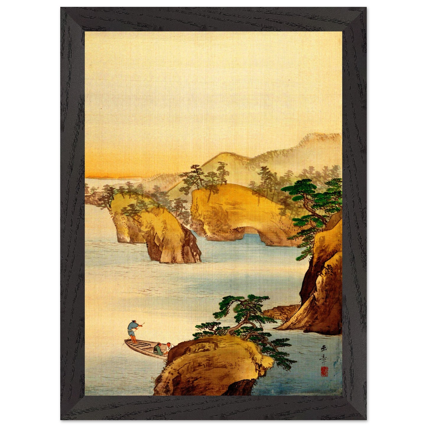 Flussszene mit felsigen Hügeln (Kawabata Gyokushō)