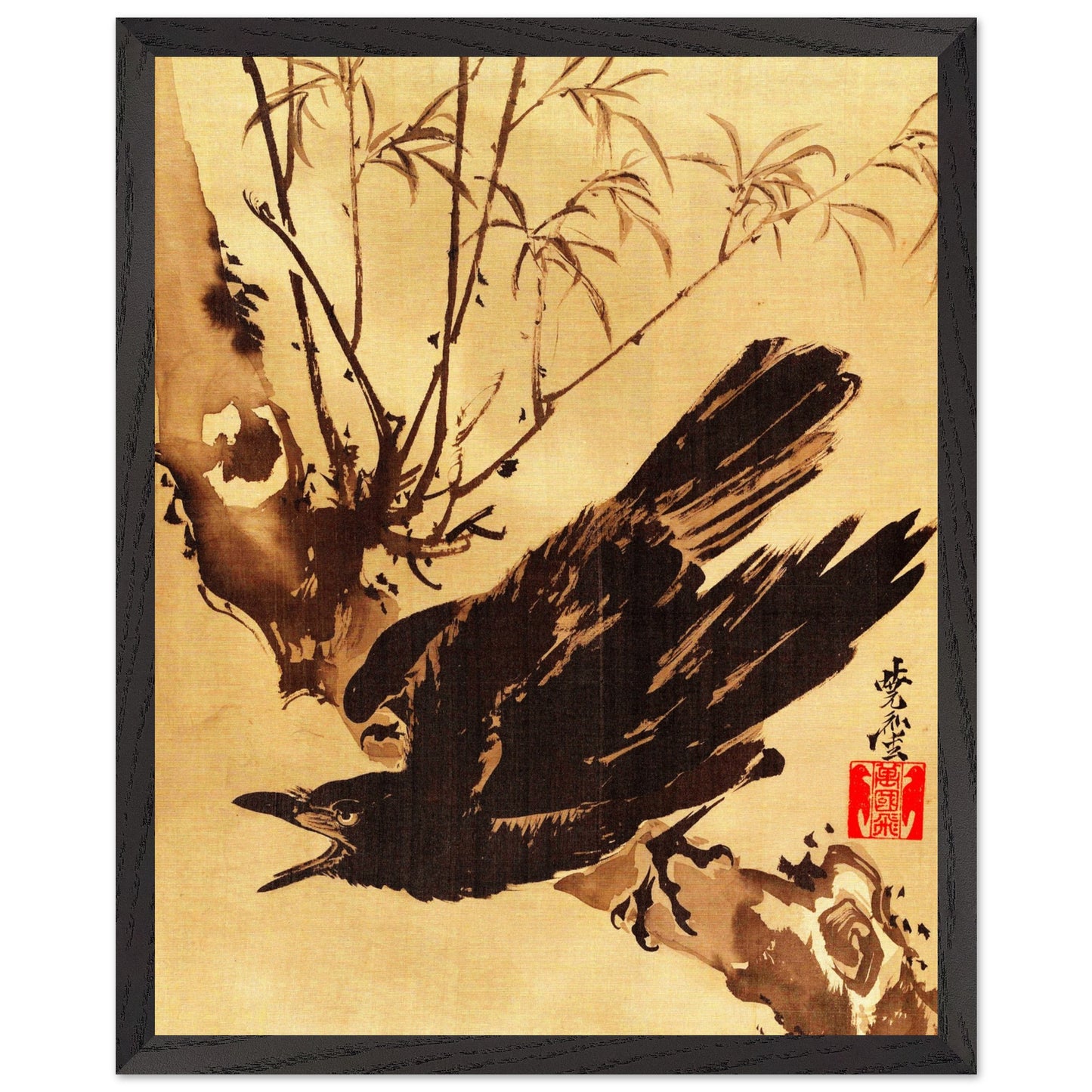 Krähe auf einem Ast 2 (Kawanabe Kyōsai)