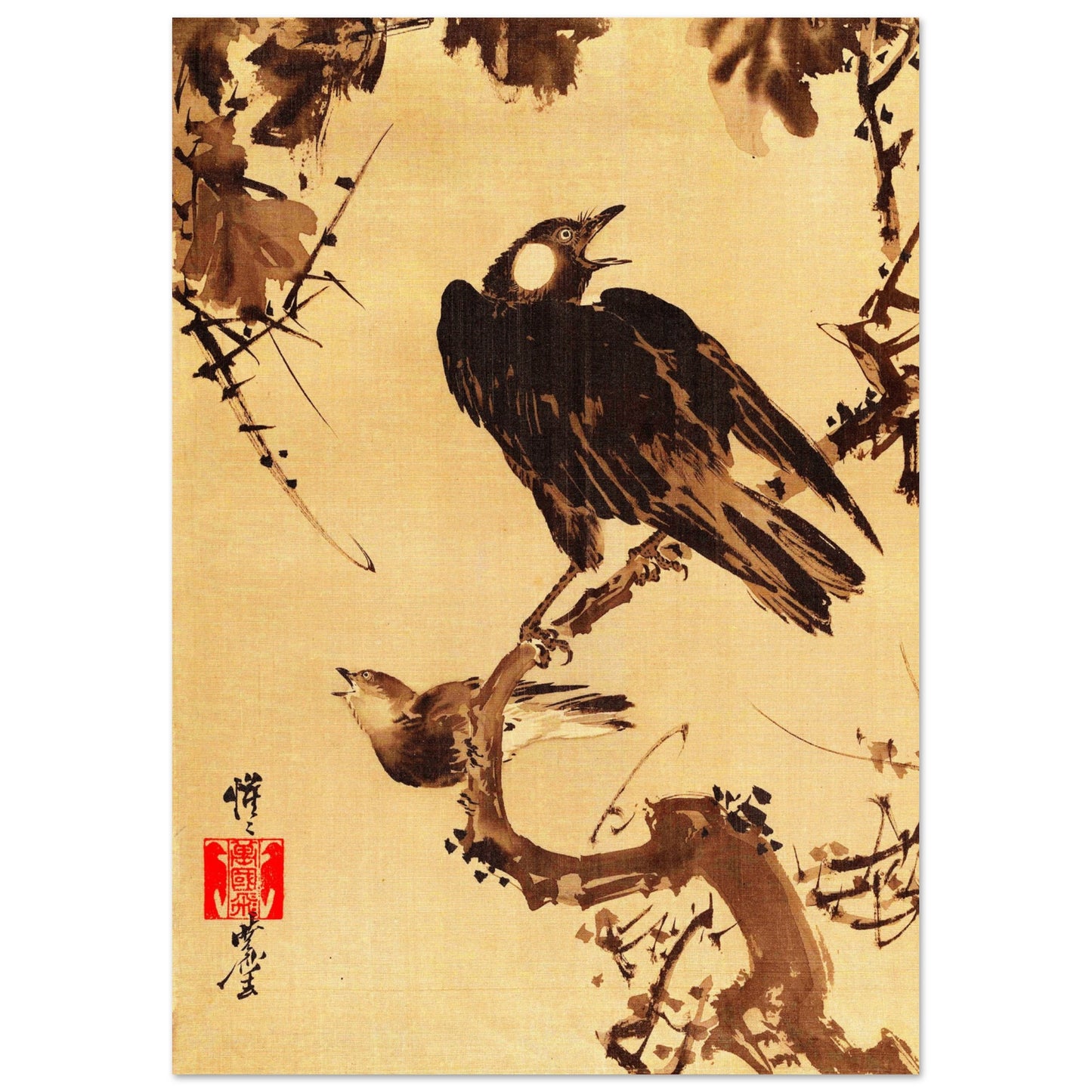 Stare auf einem Ast (Kawanabe Kyōsai)