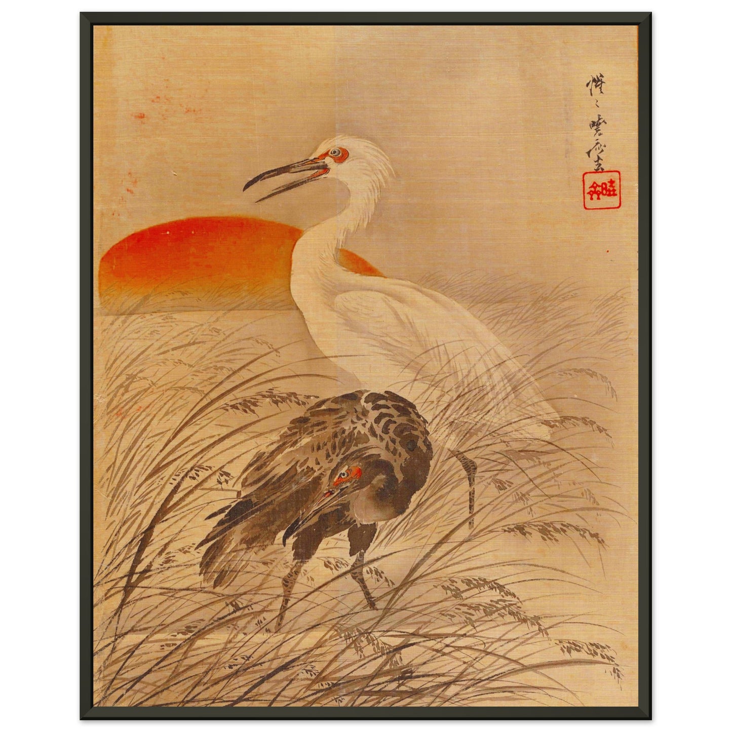 Kraniche im Sumpf (Kawanabe Kyōsai)