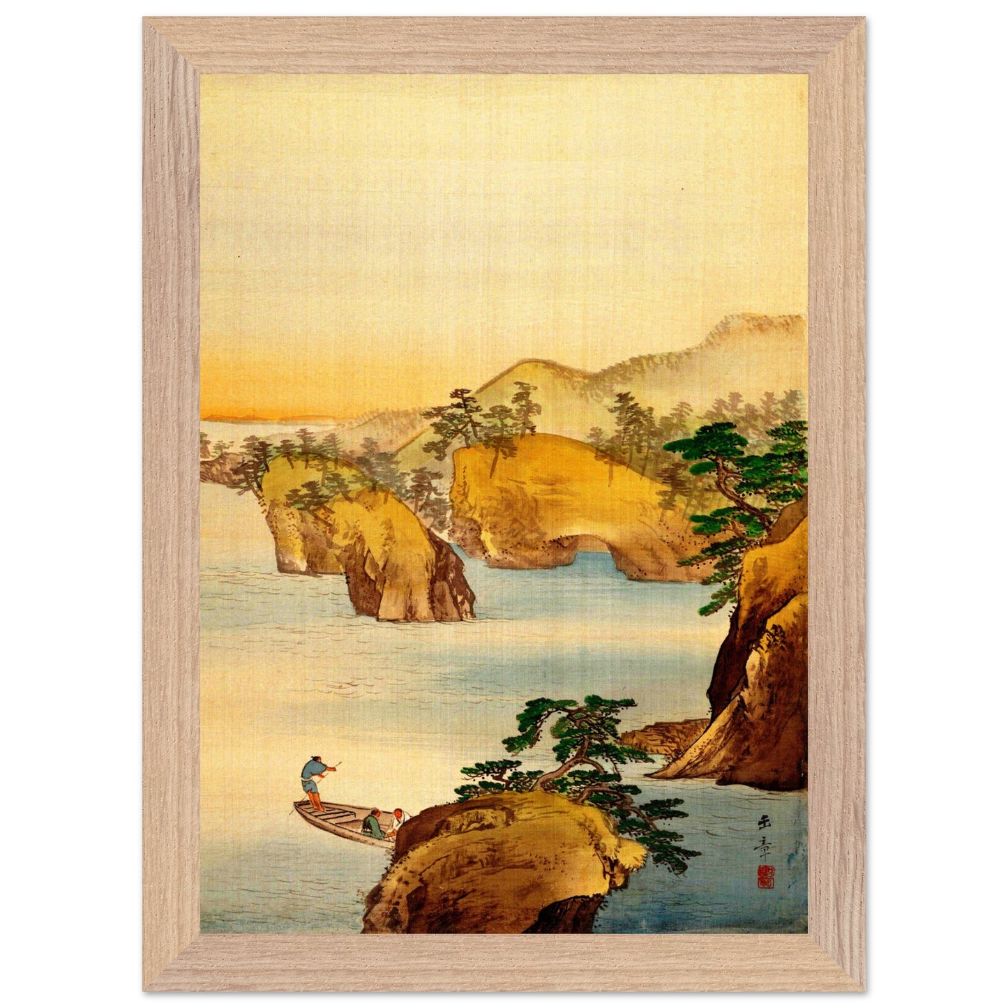 Flussszene mit felsigen Hügeln (Kawabata Gyokushō)