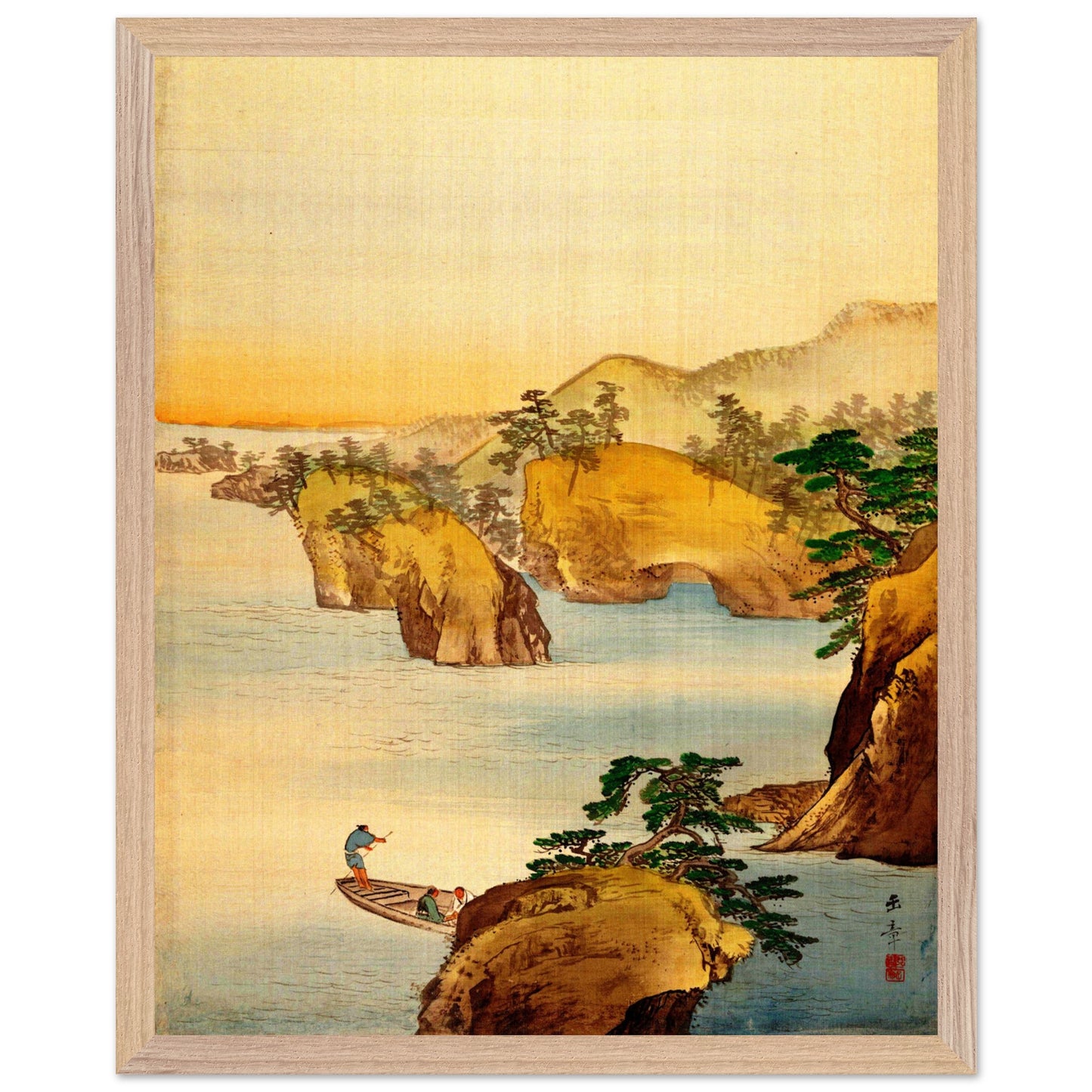 Flussszene mit felsigen Hügeln (Kawabata Gyokushō)
