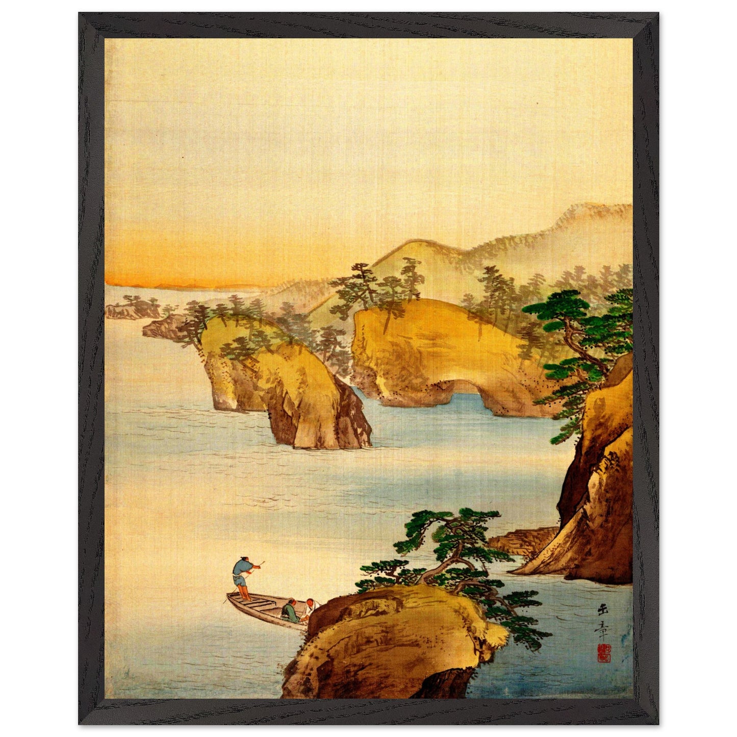 Flussszene mit felsigen Hügeln (Kawabata Gyokushō)