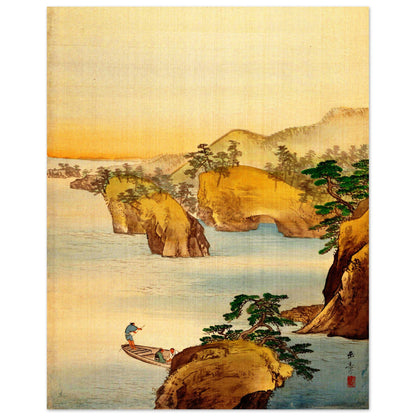 Flussszene mit felsigen Hügeln (Kawabata Gyokushō)