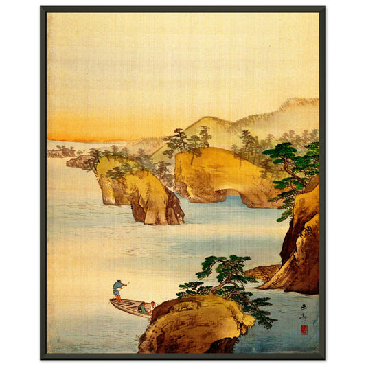 Flussszene mit felsigen Hügeln (Kawabata Gyokushō)